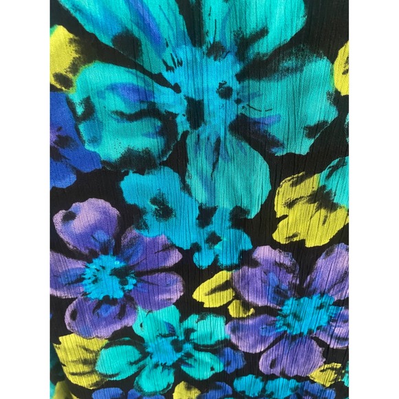 Jennifer Lauren Blue Purple Floral Sleeveless Crinkle Midi Dress Size 14 - Picture 2 of 7